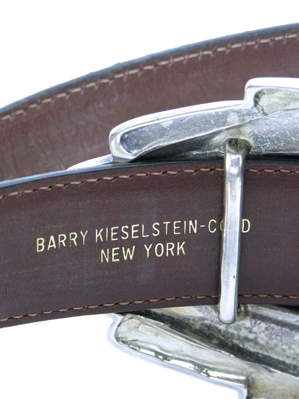 Vintage Barry Kieselstein-Cord silver and leather "Pecos Conchas" belt