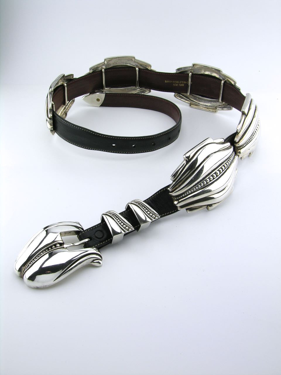 Barry Kieselstein-Cord silver and leather "Pecos Conchas" belt