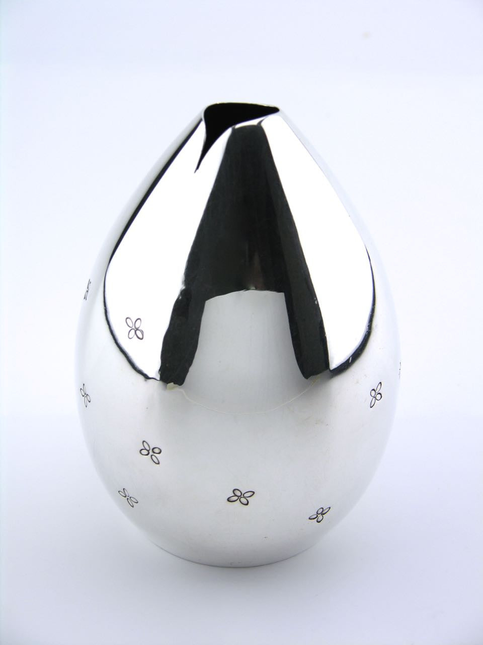 Vintage E Dragsted solid silver drop shape vase