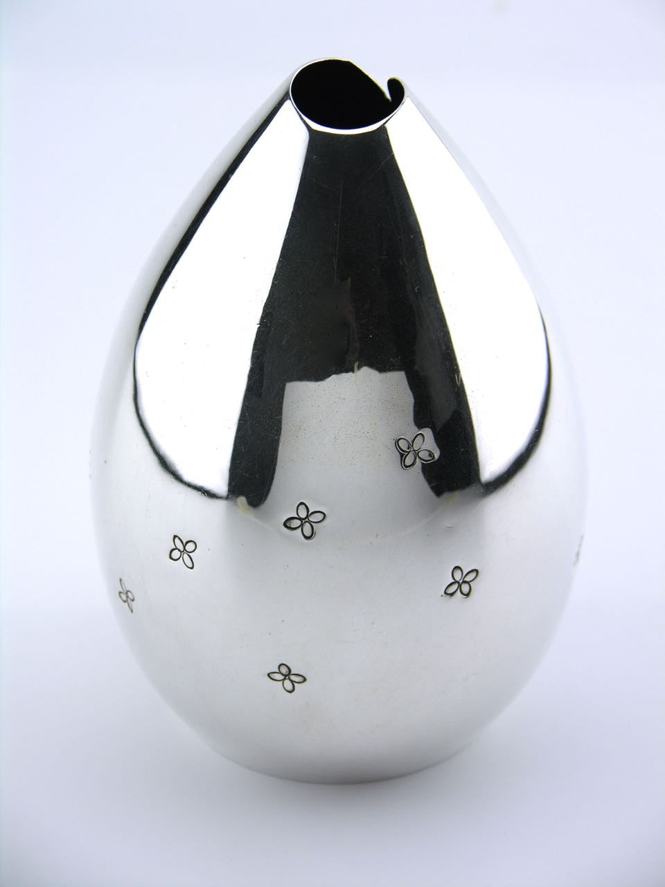 Vintage E Dragsted solid silver drop shape vase