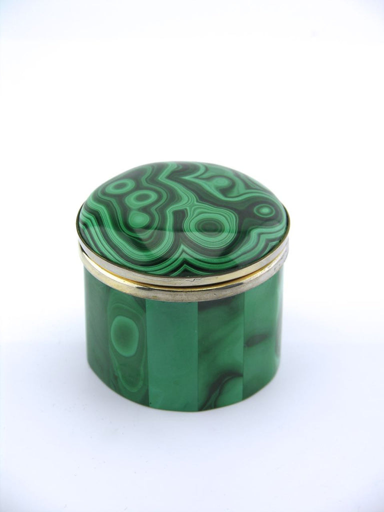 Malachite round hinged table box