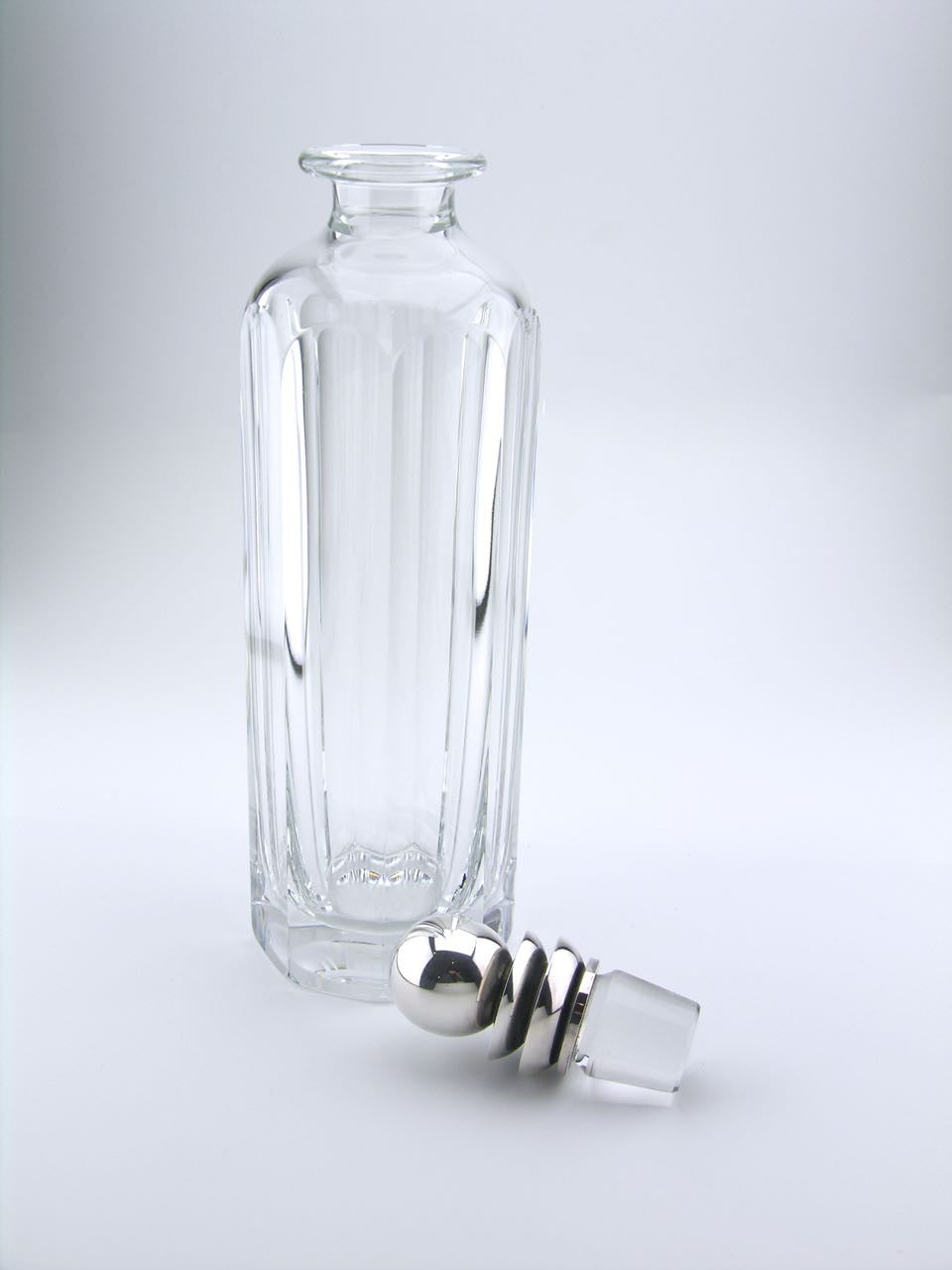 Vintage Georg Jensen Pyramid solid silver and crystal decanter (Baccarat)