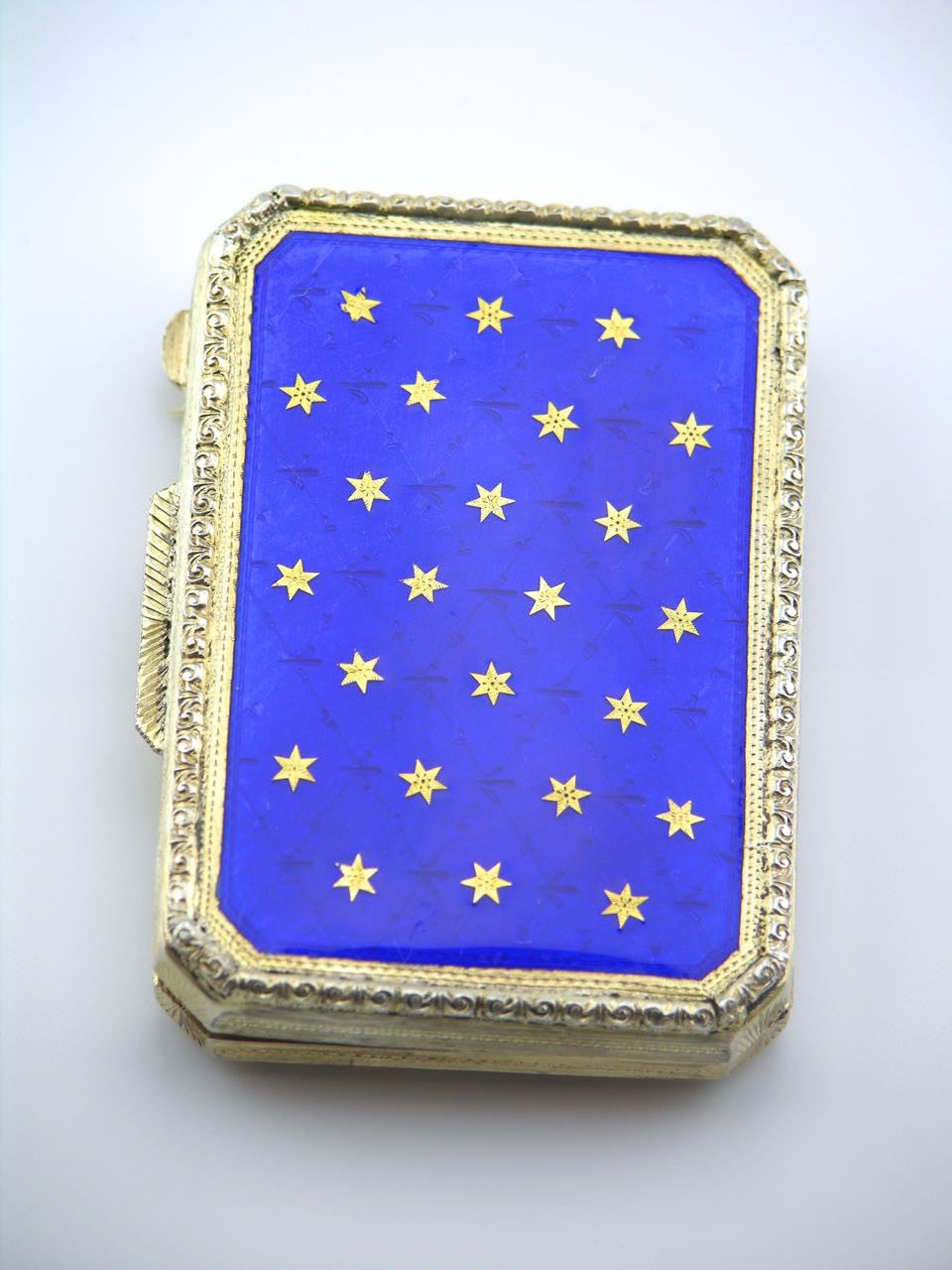 Italian silver gilt and enamel rectangular table box