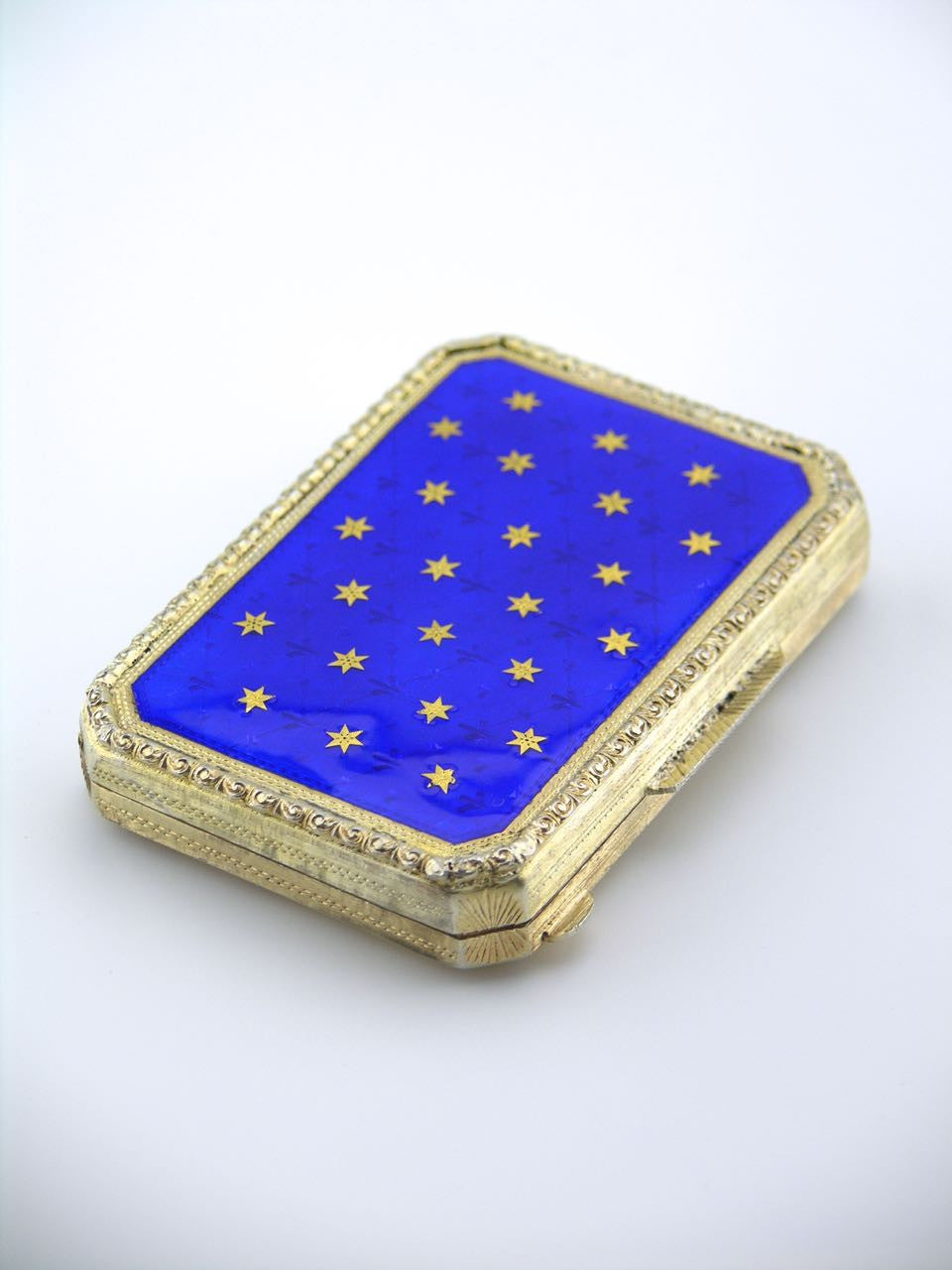 Italian silver gilt and enamel rectangular table box