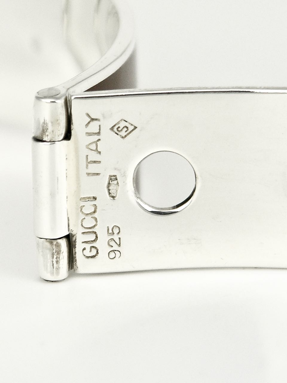 Vintage Gucci Solid Silver and Striped Enamel Belt Buckle Bracelet 1960s