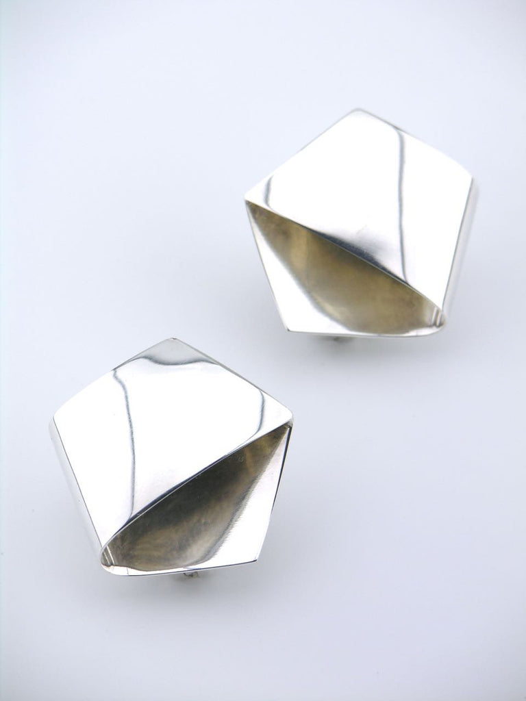 Georg Jensen silver pentagon clip earrings - design 202