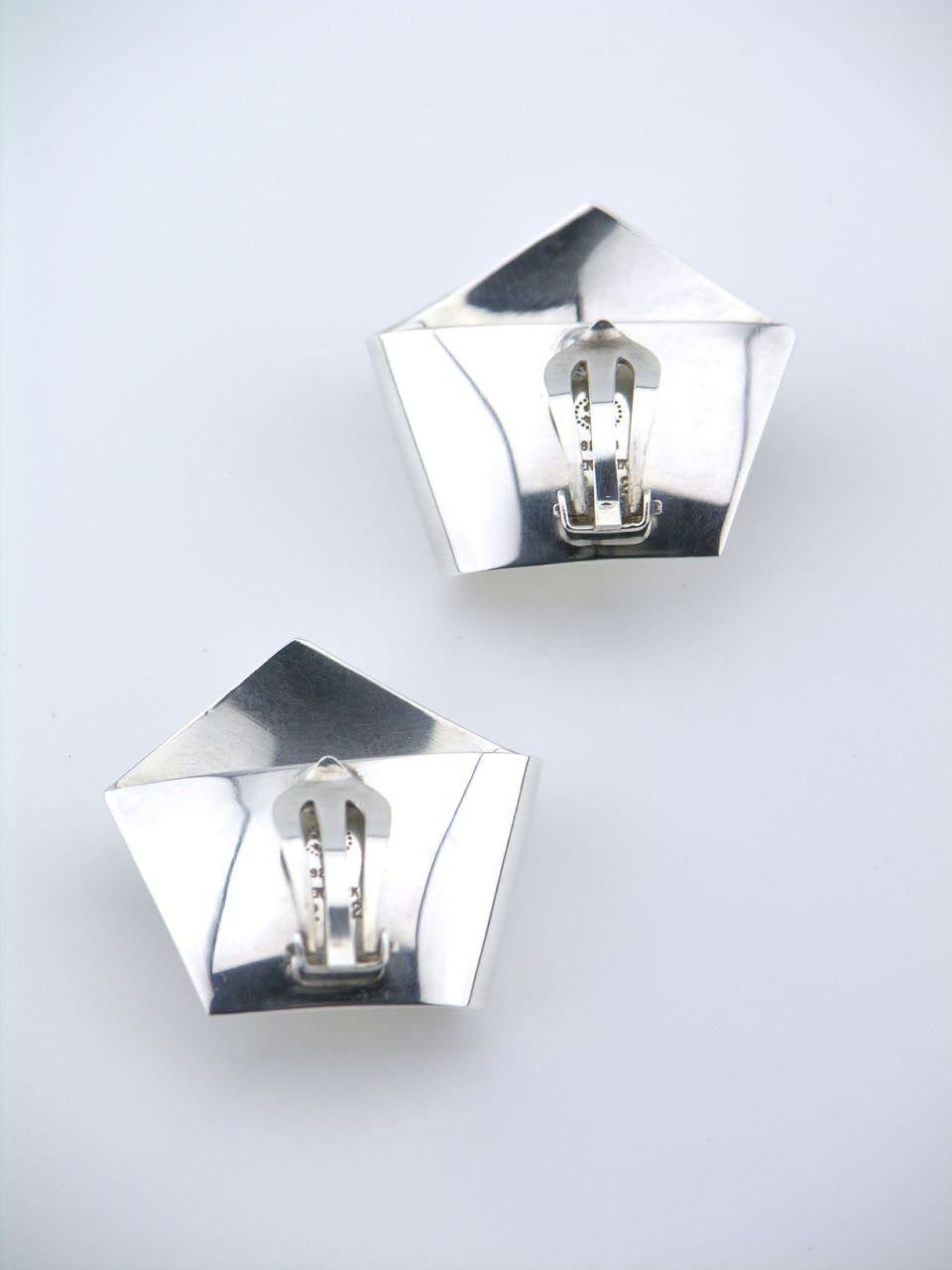 Georg Jensen silver pentagon clip earrings - design 202