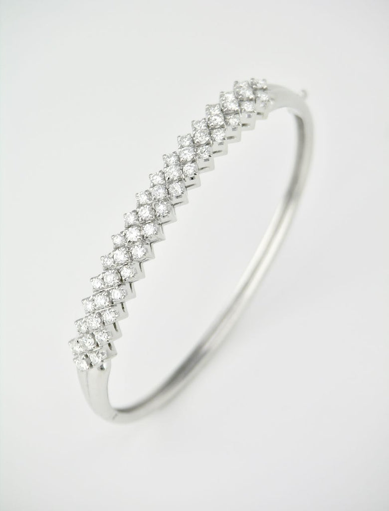 Vintage 18k White Gold Diamond Hinged Bangle Bracelet