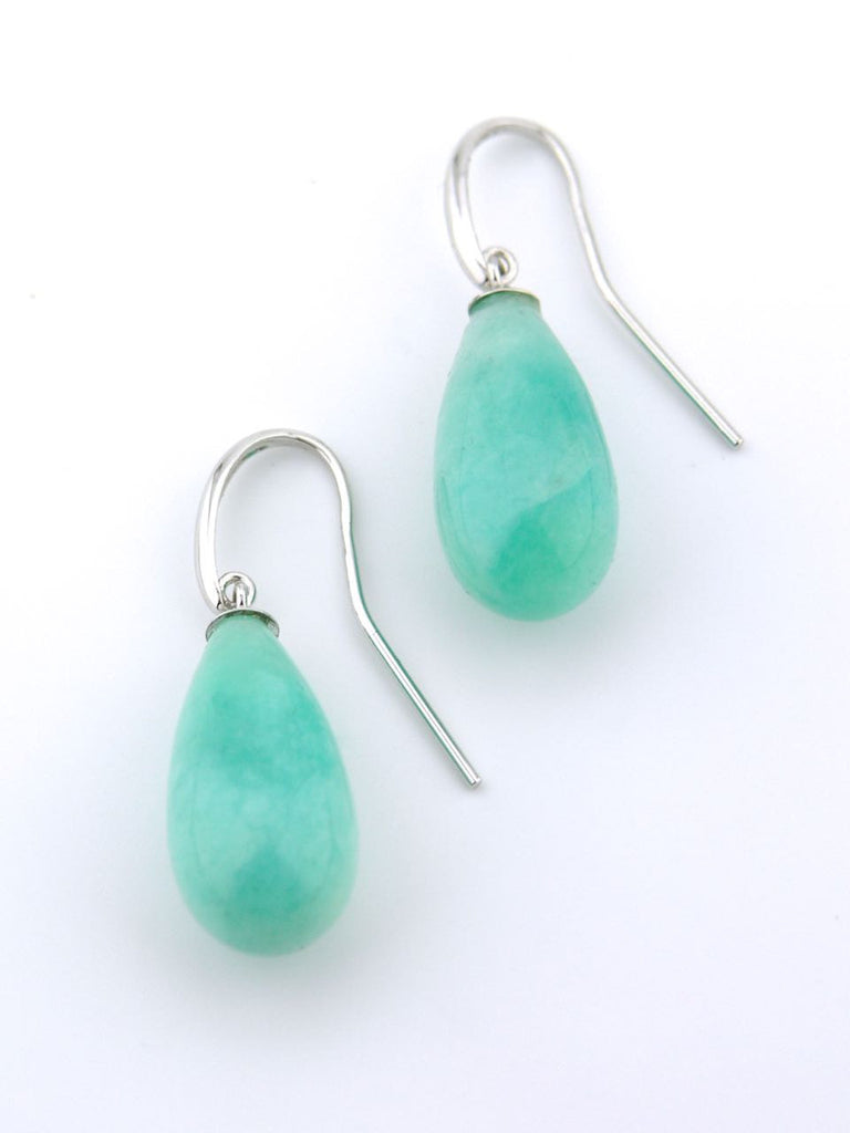Australian 9ct white gold and amazonite drop earrings