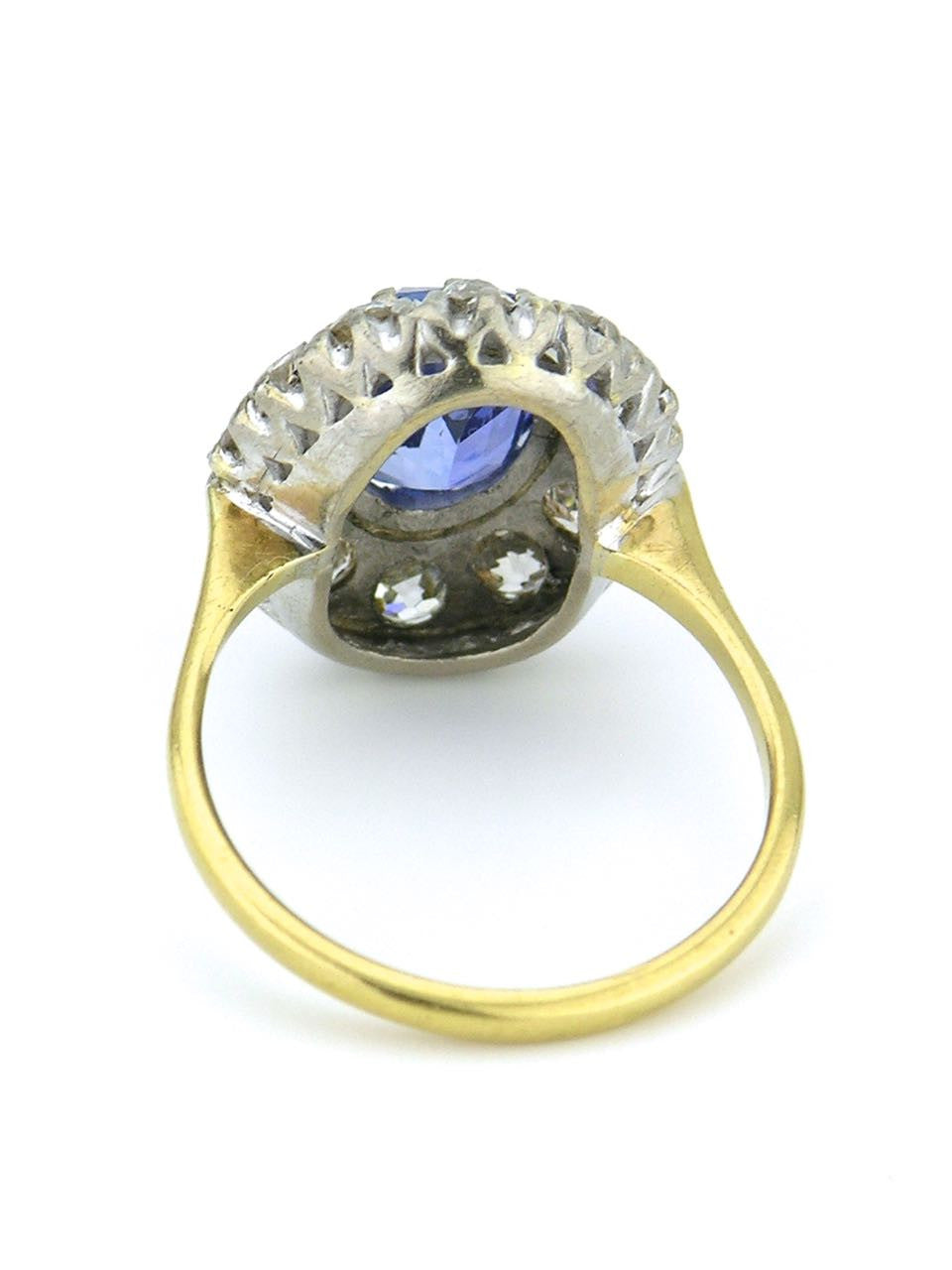 18k white and yellow gold diamond and sapphire ring