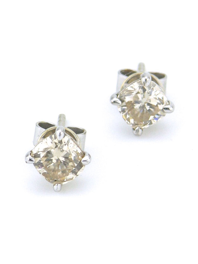 Champagne cushion cut diamond stud earrings