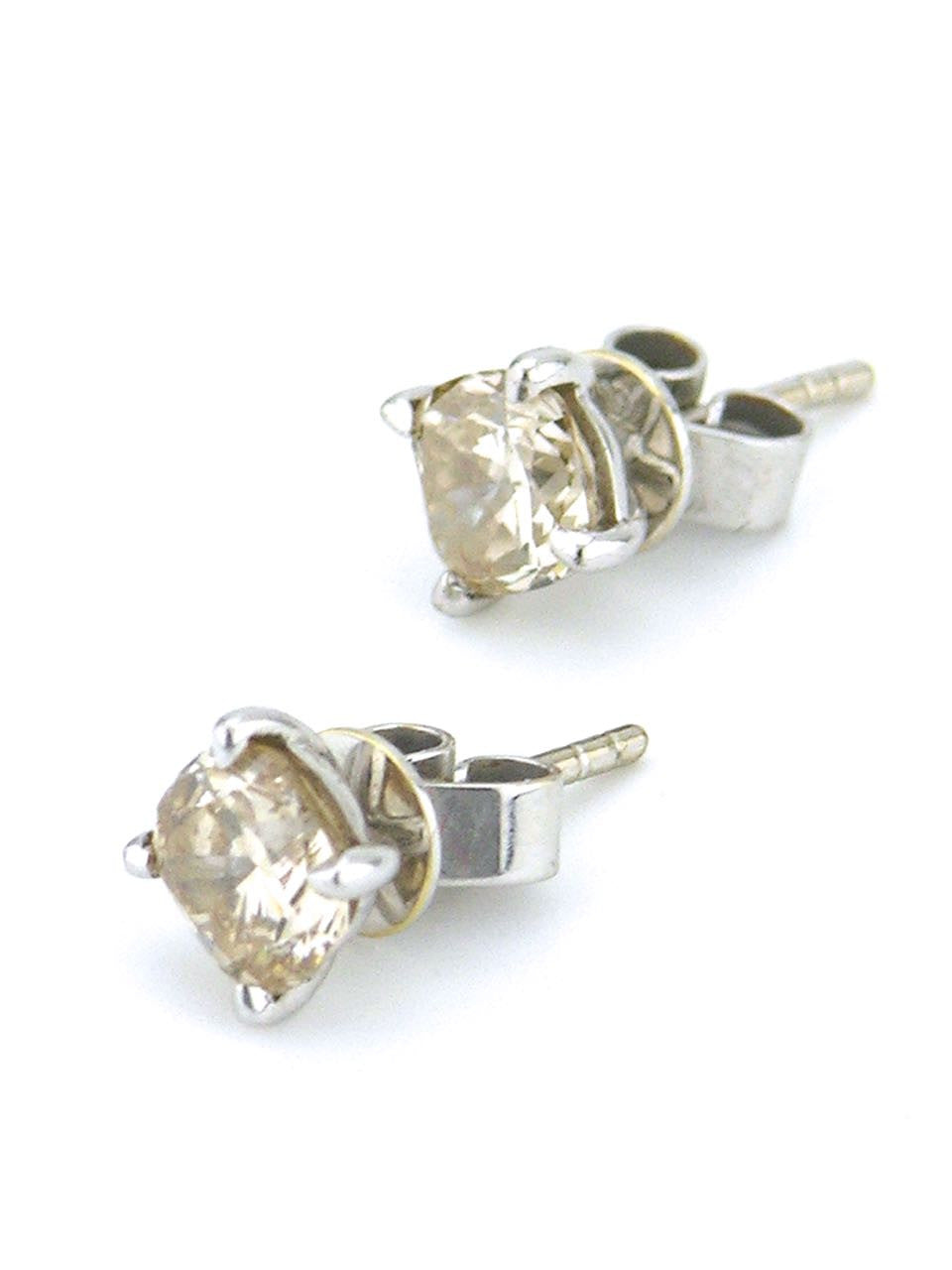 Champagne cushion cut diamond stud earrings
