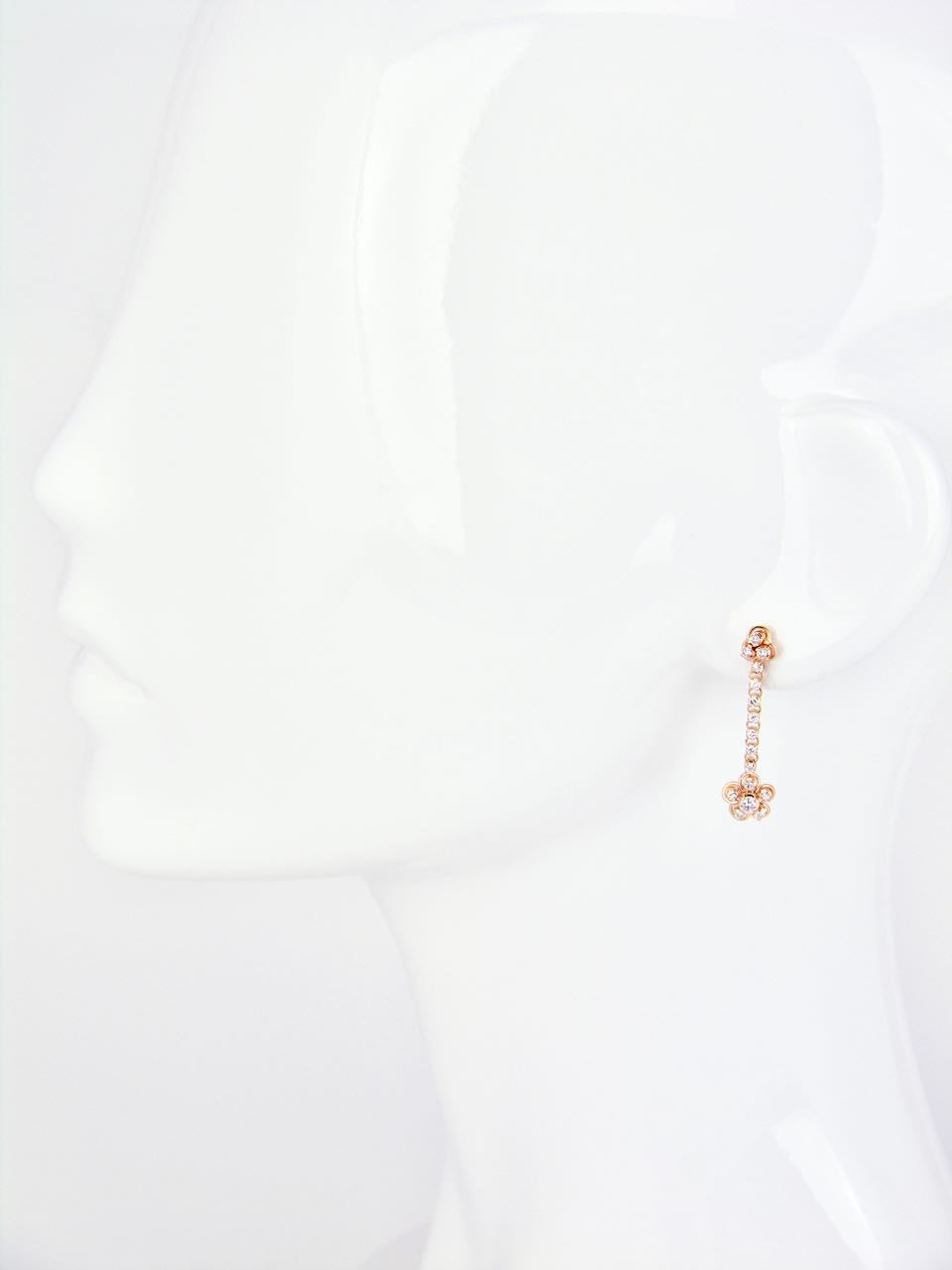 Vintage 18k Gold Diamond Cluster Drop Earrings