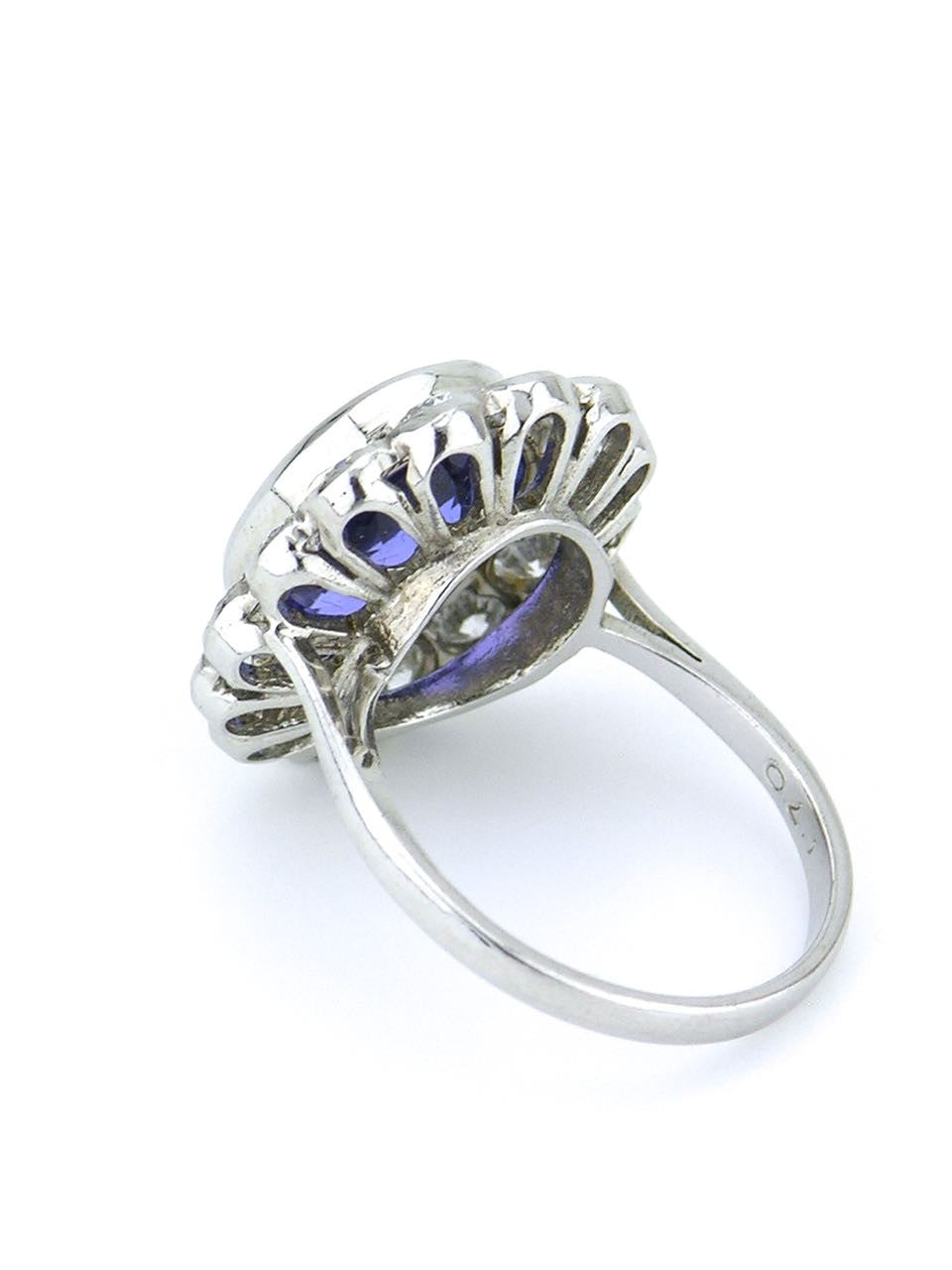 Tanzanite and diamond halo ring