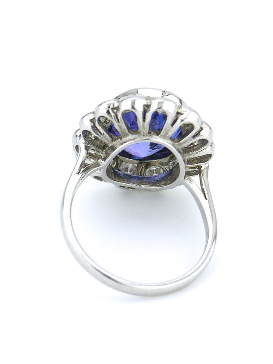 Tanzanite and diamond halo ring