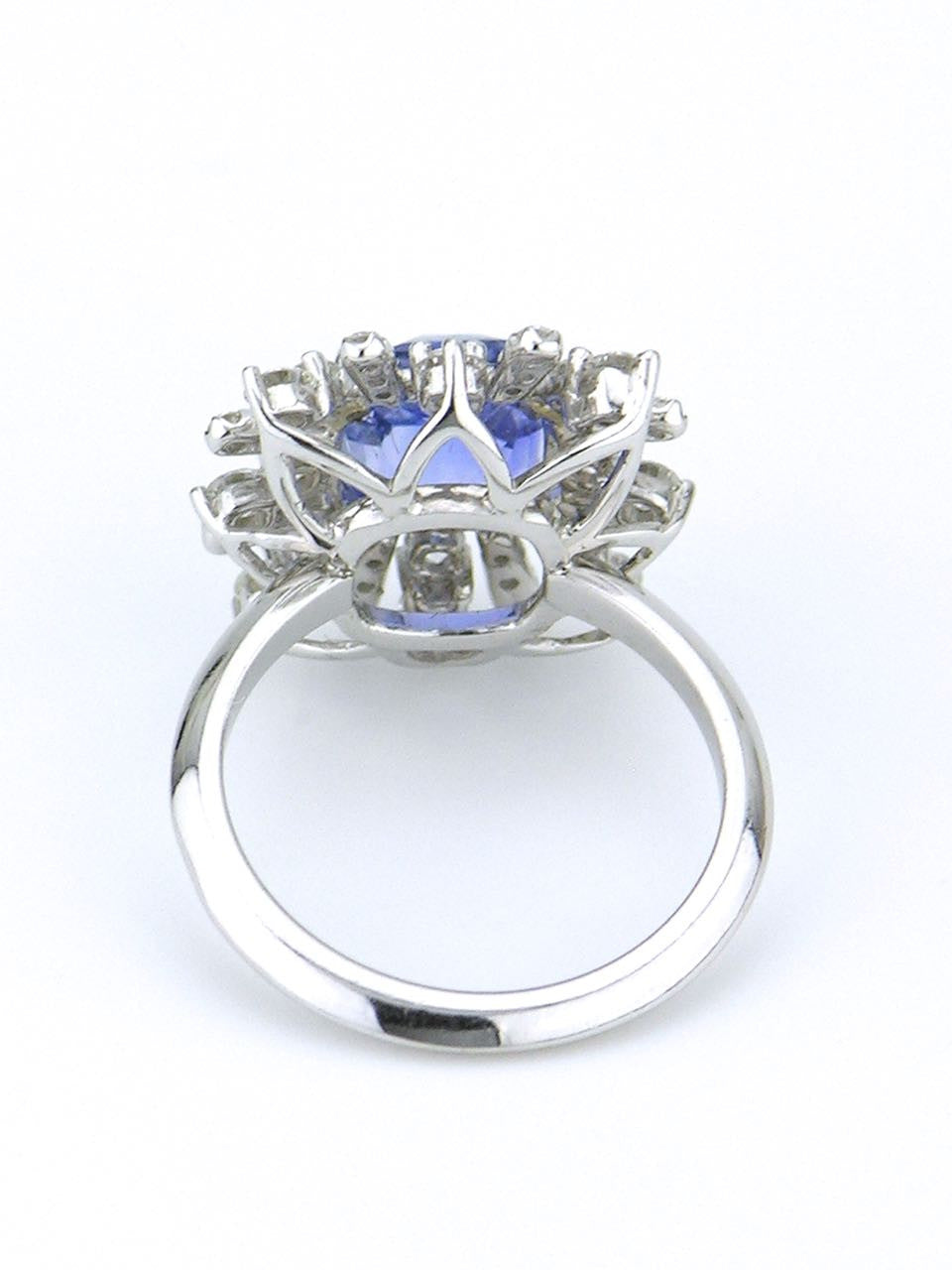 Vintage Ceylon Sapphire and Diamond Platinum Cluster Ring