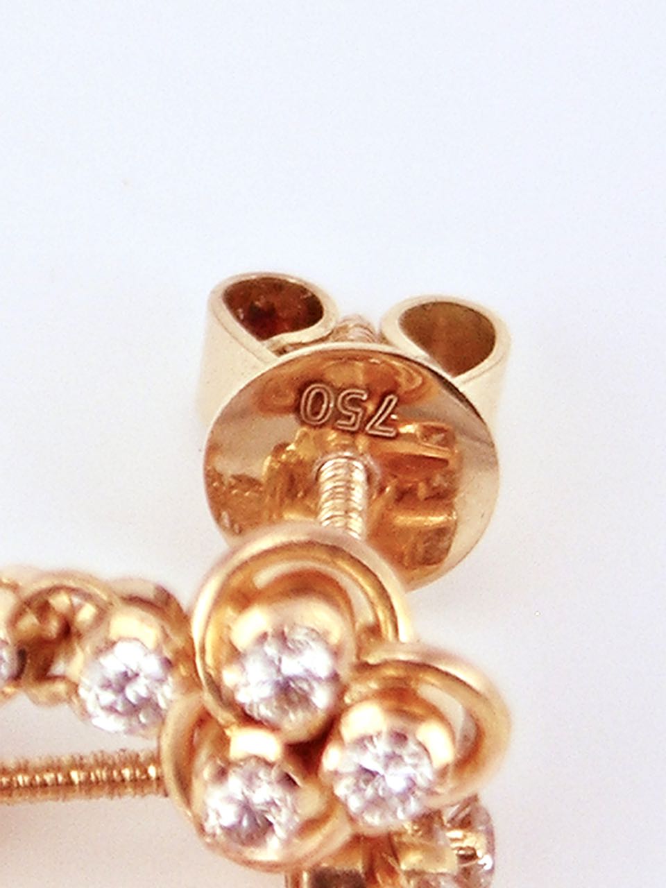 Vintage 18k Gold Diamond Cluster Drop Earrings