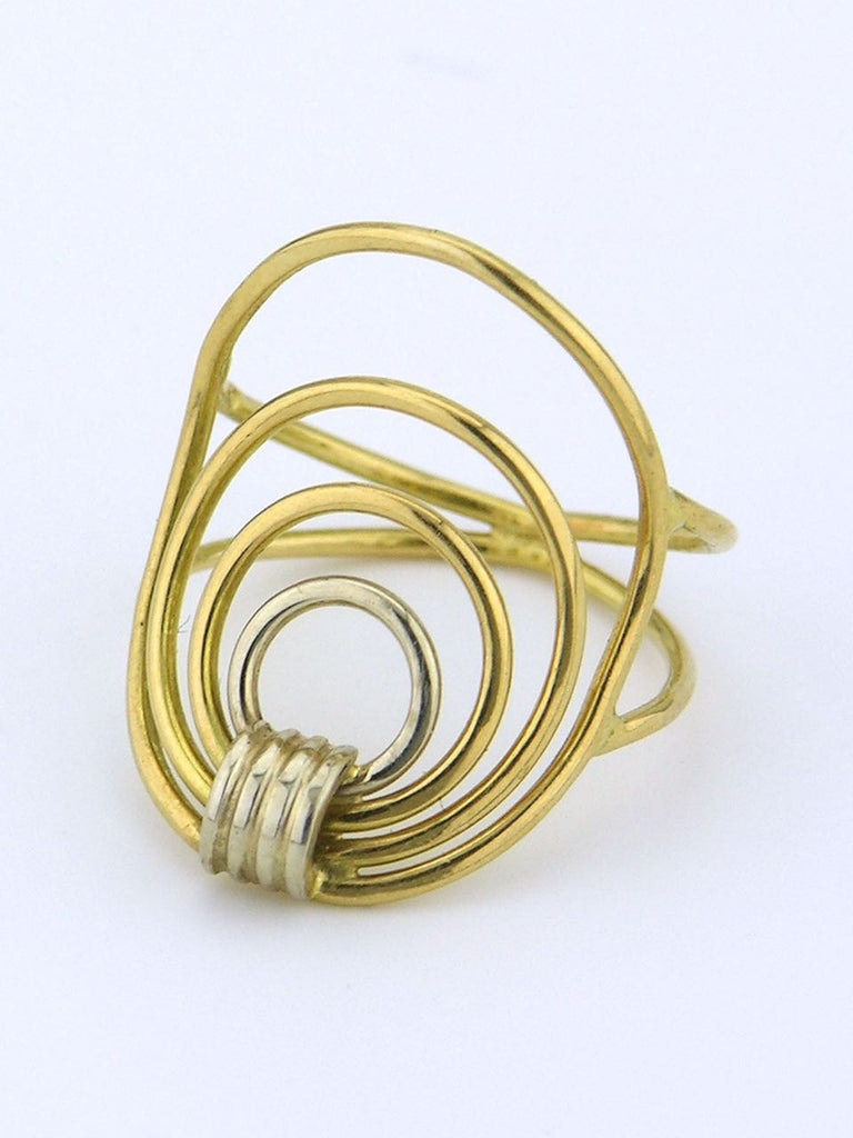 Italian modernist 18k yellow and white gold wire ring