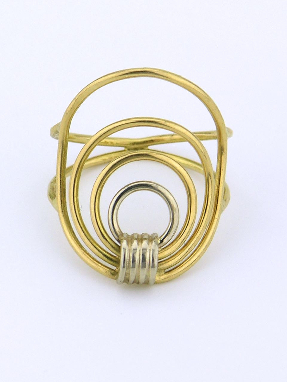 Italian modernist 18k yellow and white gold wire ring
