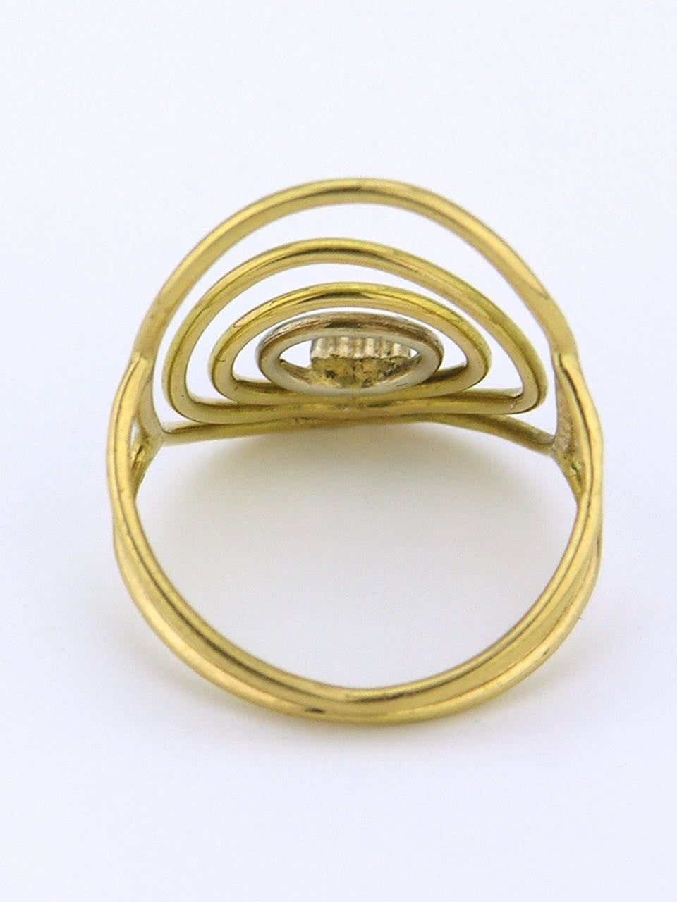Italian modernist 18k yellow and white gold wire ring