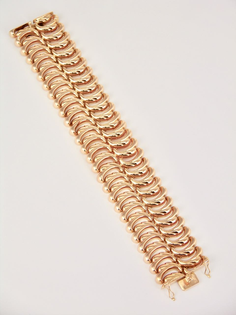Vintage Italian 18k Yellow Gold Two Row Scroll Bracelet 1950s